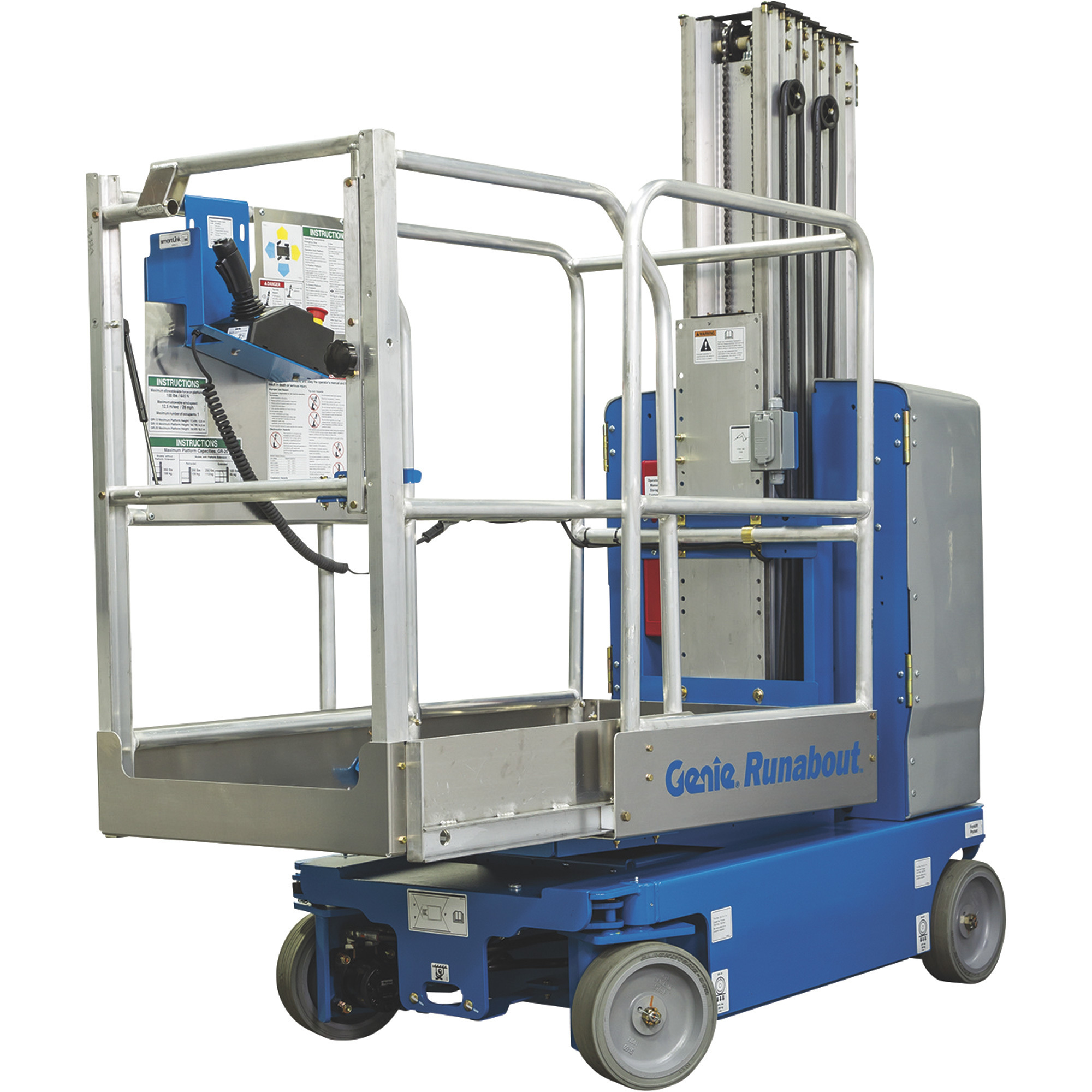 Genie Runabout Material Lift with Gated Extension Deck, 19ft.11in. Lift, 350-Lb. Capacity, Model# GR-20 W/GATED EXT DECK